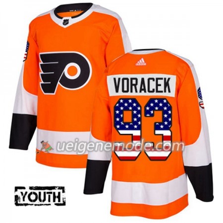 Kinder Eishockey Philadelphia Flyers Trikot Jakub Voracek 93 Adidas 2017-2018 Orange USA Flag Fashion Authentic